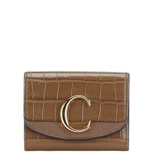 Chloe Crocodile Tri fold Wallet Brown Leather